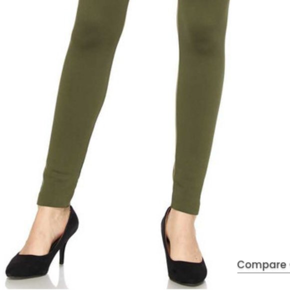 New Mix | Fleece Lined Leggings in Green OS NWT - Picture 2 of 4